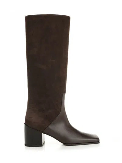 Alaïa Women Nubuck And Leather Boots In Brown