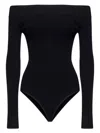 Alaïa Off-the-shoulder Long-sleeve Rib Bodysuit In 995