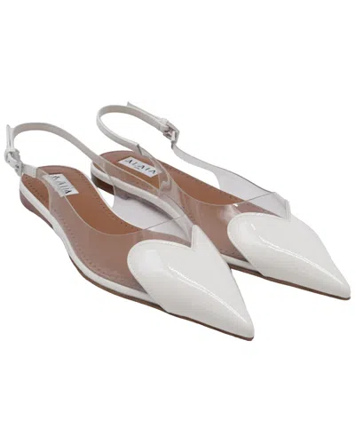 Alaïa Le Coeur Vinyl & Patent Slingback Flat In White