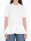 Alaïa Peplum T-shirt With Draped Hem Detail In White