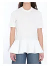 Alaïa Peplum T-shirt With Draped Hem Detail In White
