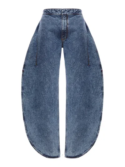 Alaïa Alaia Women Petal Denim Trousers In Blue
