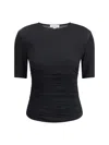 Alaïa Womens Alaia Ruched Round-neck Stretch-woven Top In Black