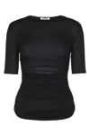 Alaïa Womens Alaia Ruched Round-neck Stretch-woven Top In Black