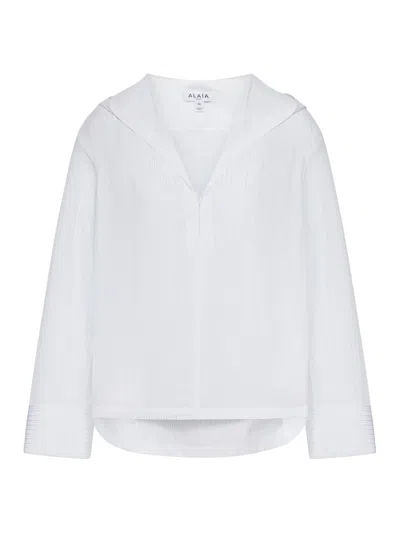 Alaïa Alaia Women Poplin Hooded Shirt In White