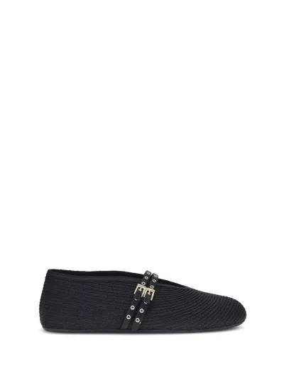Alaïa Women Raffia Ballerinas In Black