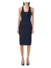 Alaïa Stretch Denim Midi Dress With Open Back In Blue Denim