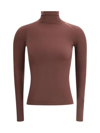 Alaïa Women Second Skin Turtleneck Sweater In Brown