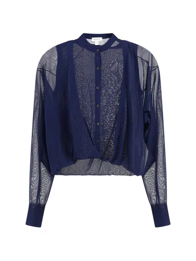 Alaïa Women Semi-transparent Cardigan In Blue