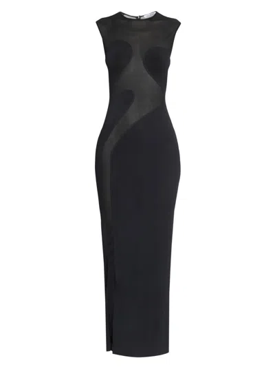 Alaïa Women's Sheer Silk-paneled Sleeveless Maxi Dress In Black