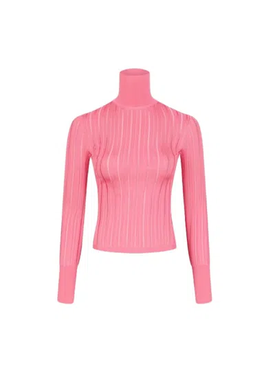 Alaïa Crinoline Turtleneck Sweater In Rosa