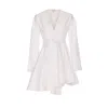 Alaïa Womens Spiral-belt Pleated Cotton-poplin Mini Dress Blanc