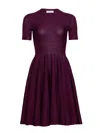 Alaïa Alaia Flared Dress With Short Sleeves In Burgundy