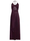 Alaïa Long Burgundy Draped Jersey Dress In Multi