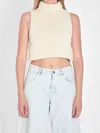 Alaïa Folded Hem Chunky Sleeveless Top In White