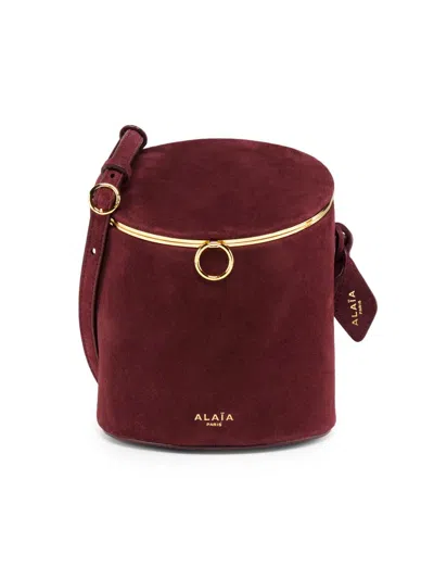 Alaïa Women's Small Suede Hinge Crossbody Bag In Burgundy