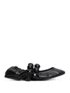 Alaïa Embellished Crinkled-leather Ballet Flats In Black