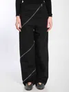 Alaïa Womens Noir Alaia Spiral Two-patch-pockets Wide-leg High-rise Denim-blend Trousers