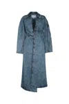 Alaïa Womens Spiral Two-slip-pockets Denim-blend Trench Coat Bleu Neige In Multicolor
