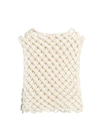 Alaïa Women's Square Woven Top In White