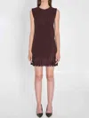 Alaïa Knit Dress With Striped A-line Silhouette In Brown