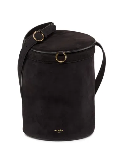 Alaïa Women's Structured Suede Cylinder Shoulder Bag In Black