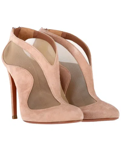 Alaïa Women's Suede Azzedine Mesh Ankle Bootie (authentic Pre-loved) In Neutral