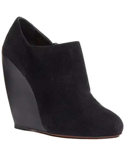 Alaïa Women's Suede Azzedine Suede Curved Wedge Round Toe Ankle Bootie  (authentic Pre-loved) In Black