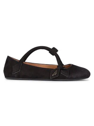 Alaïa Woman Ballet Flats Dark Brown Size 8 Goat Skin In Black