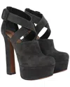 Alaïa Alaia Women's Suede Cross Strap Chunky Heel Platform Pump (authentic Pre-loved) In Black