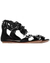Alaïa Women's Suede Flower Detail Sandal (authentic Pre-loved) In Black