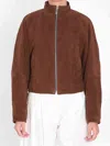 Alaïa Round Zip-up Jacket In Suede In Brown