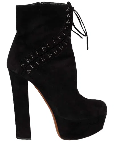 Pre-owned Alaïa Women's Suede Lace-up Corset Bootie- '20s (authentic Pre-loved) In Black