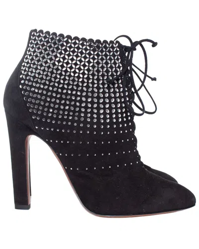 Pre-owned Alaïa Women's Suede Laser-cut Lace-up Boot (authentic Pre-loved)