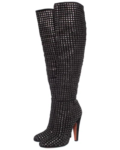 Pre-owned Alaïa Women's Suede Over-the-knee Boot (authentic Pre-loved) In Black