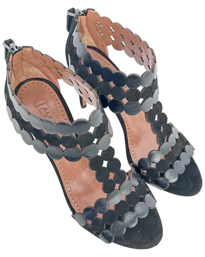 Pre-owned Alaïa Women's Suede Scalloped T-strap Sandal (authentic Pre-loved)