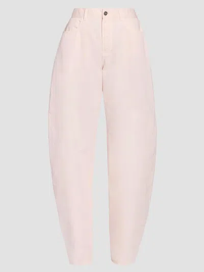 Alaïa Round Curved Wide-leg High-waist Jeans In Pink