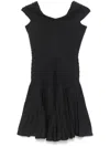 Alaïa V-neck Midweight Knit Wool Mini Dress Clothing In Gray
