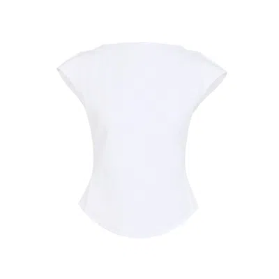 Alaïa Women White Boat-neckline T-shirt
