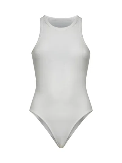ALAÏA ALAÏA WOMEN WHITE RIBBED KNIT TANK BODYSUIT