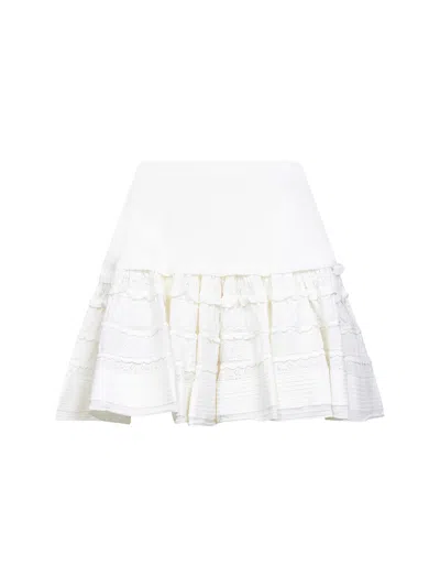 Alaïa Women White Virgin Wool Knit Crinoline Skirt