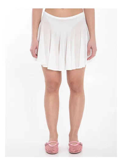 ALAÏA WOMEN'S WHITE VISCOSE SKATER SKIRT