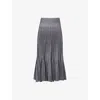Alaïa Womens Acier Pleated Flared Stretch-silk Maxi Skirt In Gray