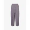 Alaïa Womens Acier Straight-leg Tailored Wool Capri Trousers In Gray