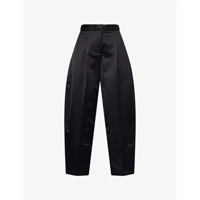 Alaïa Womens Noir Alaia Barrel-leg Tailored Satin Trousers In Black