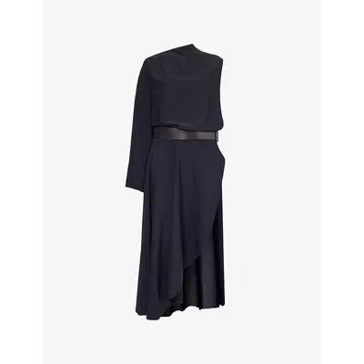 Alaïa Womens Belted Batwing-sleeve Woven Midi Dress Noir Alaia