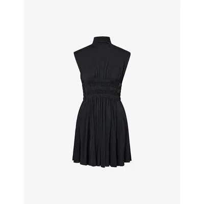 Alaïa Womens Noir Alaia Cinched-waist Backless Stretch-woven Mini Dress In Black