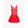 Alaïa Womens Rouge Godet Ruffled Knitted Mini Dress In Rouge