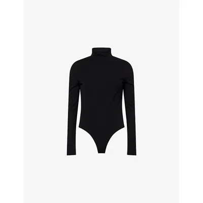 ALAÏA WOMENS NOIR ALAIA HEART CUT-OUT JERSEY BODYSUIT