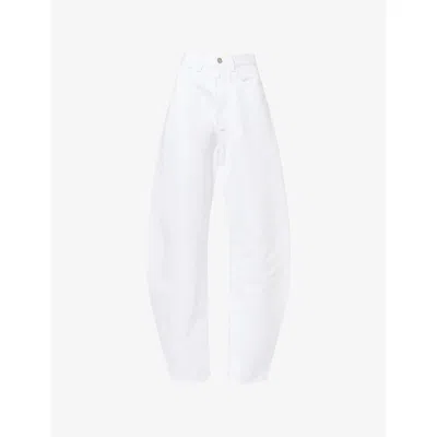 Alaïa Womens Blanc High-rise Wide-leg Denim Jeans In White